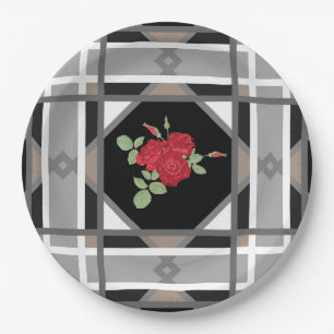 Plato De Papel Rosas rojas, retro