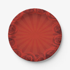 Plato De Papel Rosas Rojas Románticas Celebración del Día de San