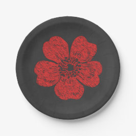 Plato De Papel Rosas Rojas Silvestres Pizarra