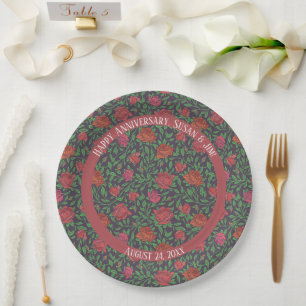 Plato De Papel Rosas rojas y fucsia perfectas al estilo gótico vi