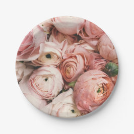 Plato De Papel Rosas rosadas