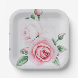 Plato De Papel Rosas rosas rosas