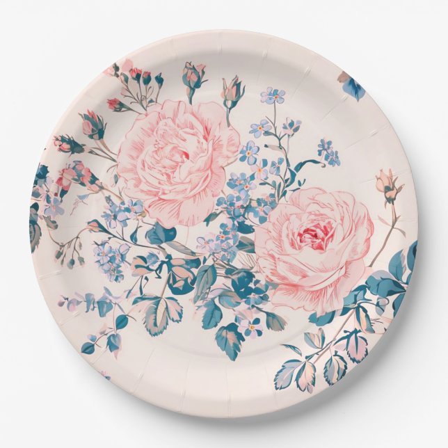 Plato De Papel Rosas rosas rosas (Anverso)