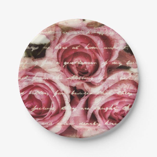 Plato De Papel Rosas rosas rosas antiguas (Anverso)