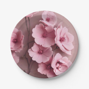 Plato De Papel Rosas Rubor rosados Patrón estético floral