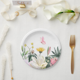 Plato De Papel Rosas rústicos rosados