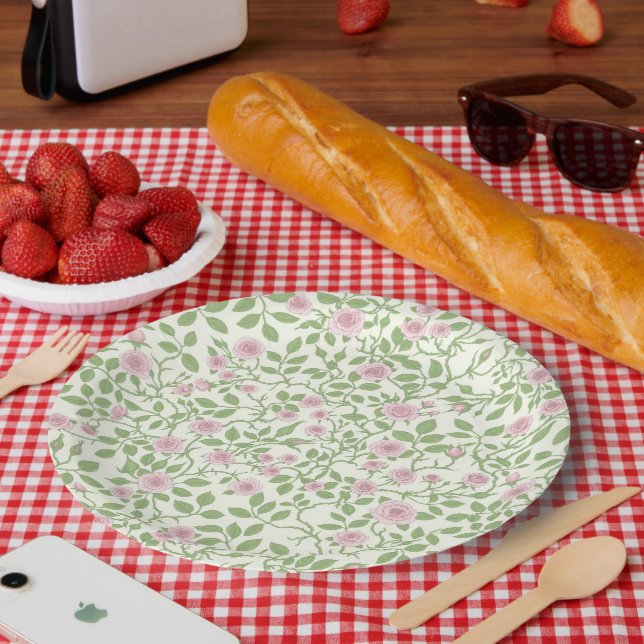 Plato De Papel Rosas silvestres (Picnic)