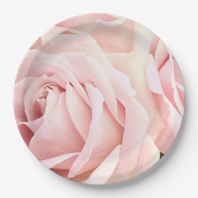 Plato De Papel Rosas suaves rosadas (Anverso)