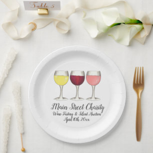 Plato De Papel Rosé Blanco Rojo Vino Gafas Vino Degustación de Vi