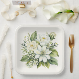 Plato De Papel Rose Bouquet acuarela