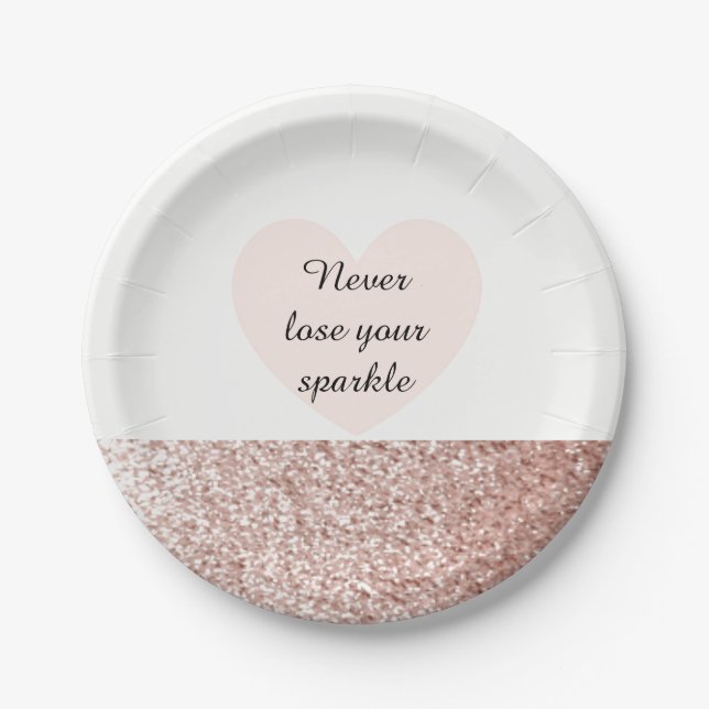 Plato De Papel Rose Gold Brillo Falso Destello (Anverso)