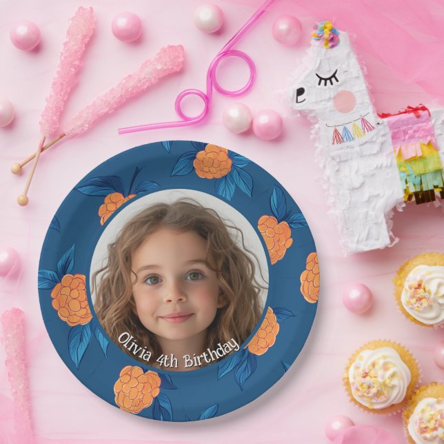 Plato De Papel Roseberry Personalizado foto y nombre Placa de pap (Fiesta)