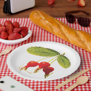Plato De Papel Rosehips Pattern Red Side