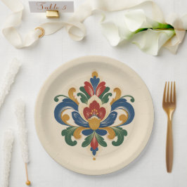 Plato De Papel Rosemaling noruego