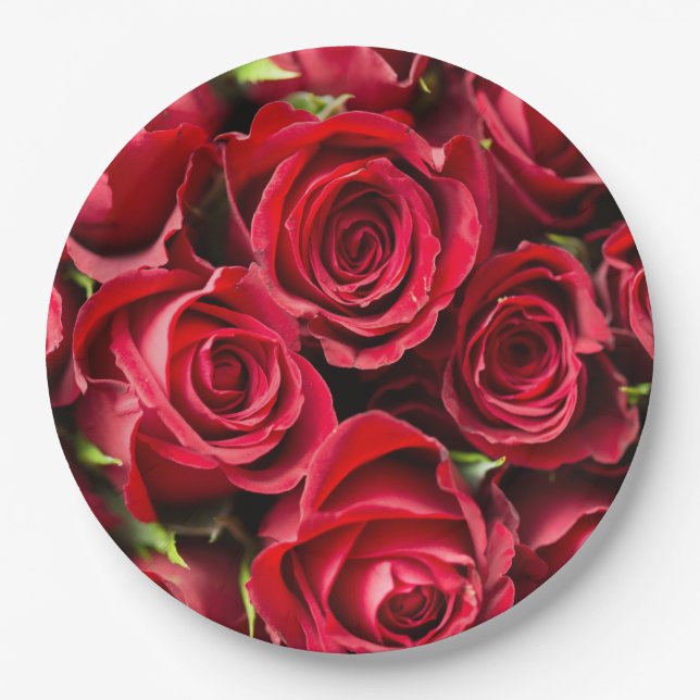 Plato De Papel Roses rojos (Anverso)