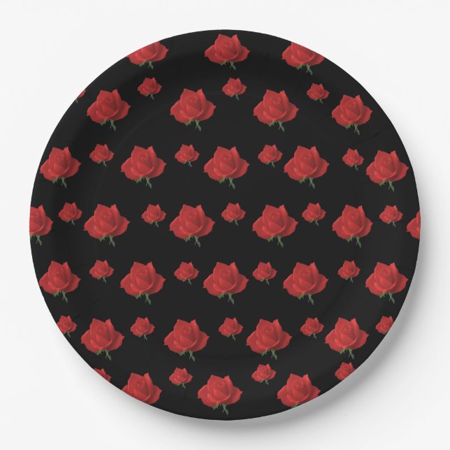 Plato De Papel Roses rojos (Anverso)