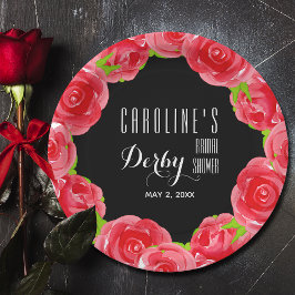 Plato De Papel Roses rojos color agua derby ducha de novia
