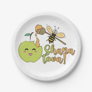 Plato De Papel Rosh Hashanah Shava tova decoración fiesta