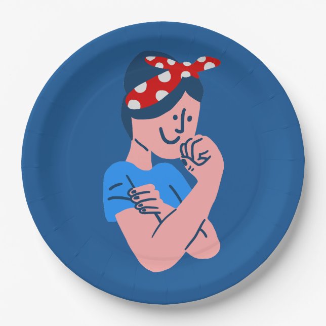 Plato De Papel rosie la riveter icono retro rockabilly (Anverso)