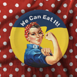 Plato De Papel Rosie the Riveter Placa de papel Podemos Comerlo