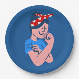 Plato De Papel rosie the riveter rockabilly retro icon