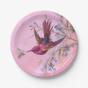 Plato De Papel Rosy Red Hummingbird