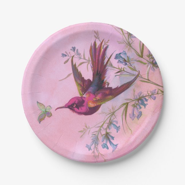 Plato De Papel Rosy Red Hummingbird (Anverso)