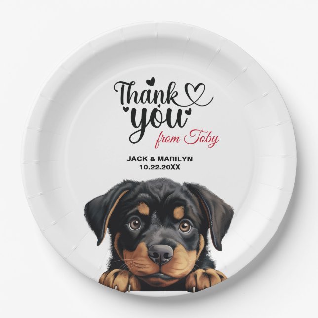 Plato De Papel Rottweiler Boda Gracias (Anverso)