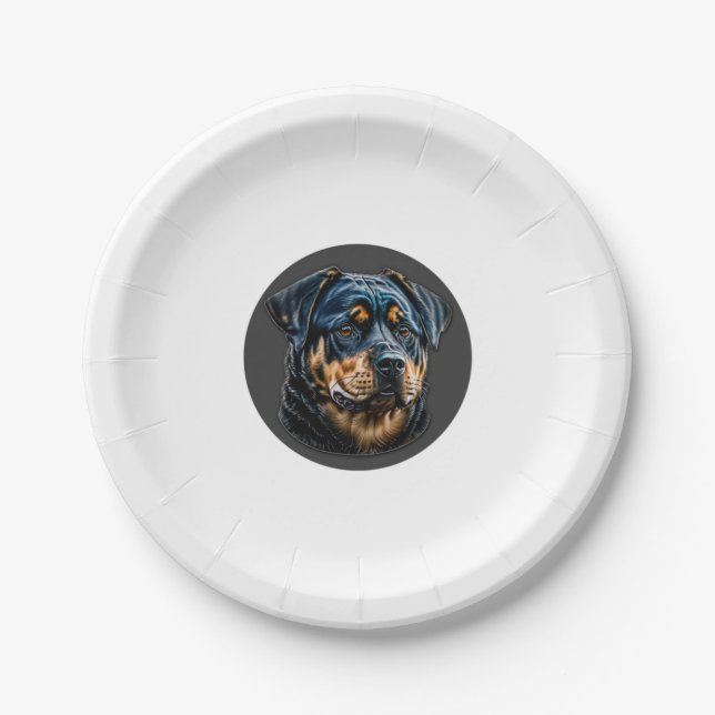 Plato De Papel Rottweiler negro (Anverso)