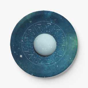 Plato De Papel Rótulo Astrológico Aquarius Zodiac - Planeta Urano