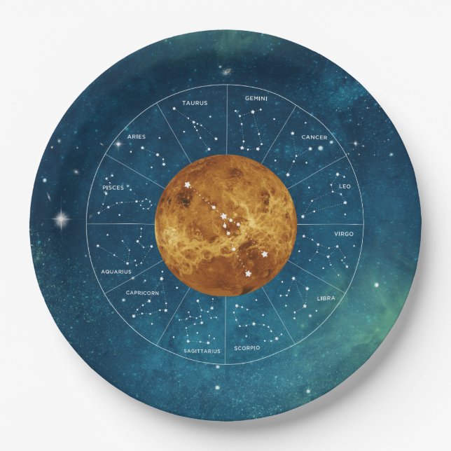 Plato De Papel Rótulo Astrológico Taurus Zodiac - Planet Venus (Anverso)