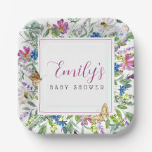 Rótulo Baby Shower Butterfly Spring Wildflower