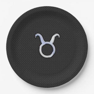 Plato De Papel Rótulo cromado moderno como Taurus Zodiac