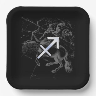 Plato De Papel Rótulo cromado Sagittarius Zodiac en Hevelius