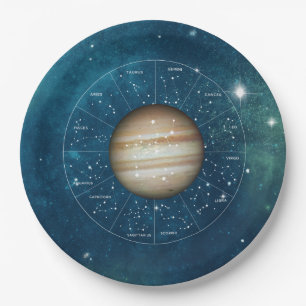 Plato De Papel Rótulo de Astrología Sagittarius Zodiac - Planet