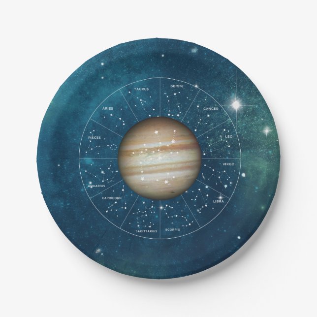 Plato De Papel Rótulo de Astrología Sagittarius Zodiac - Planet J (Anverso)