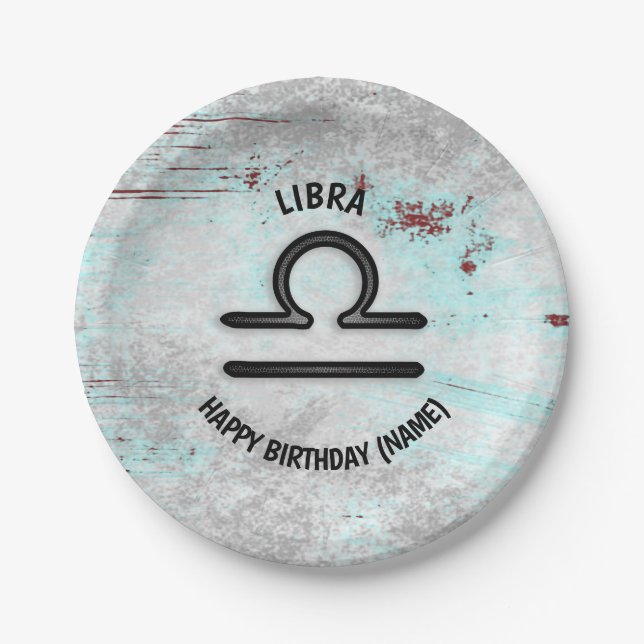 Plato De Papel Rótulo de Horoscopio Personalizado Libra Astrologí (Anverso)