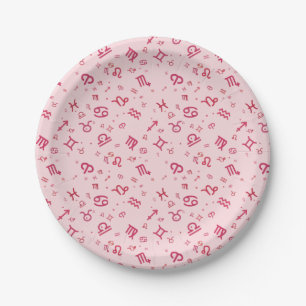 Plato De Papel Rótulo de símbolo Zodiac Astrología Rosa 