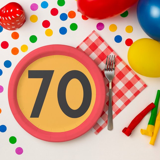 Plato De Papel Rótulo de tráfico de 70 velocidades límite (Subido por el creador)