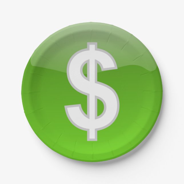 Plato De Papel Rótulo en dólares (Anverso)