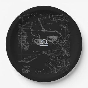 Plato De Papel Rótulo libra zodiaco cromado de estilo en Hevelius