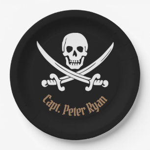Plato De Papel Rótulo pirata de Guay personalizado