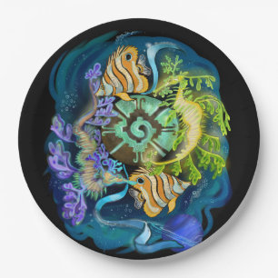 Plato De Papel Rótulo Pisces Zodiac