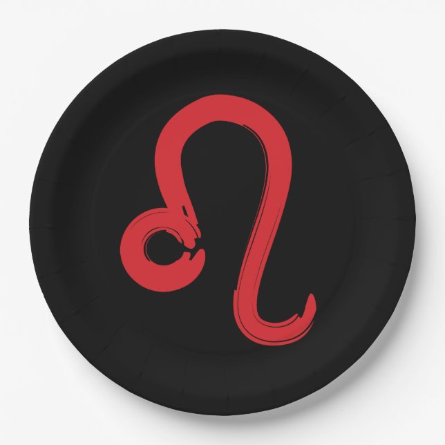 Plato De Papel Rótulo rojo LEO Zodiac Julio Agosto Astrología cum (Anverso)