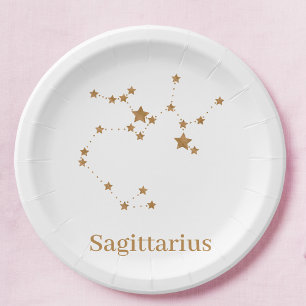 Plato De Papel Rótulo Zodiaco moderno Sagittarius de Oro  Incendi