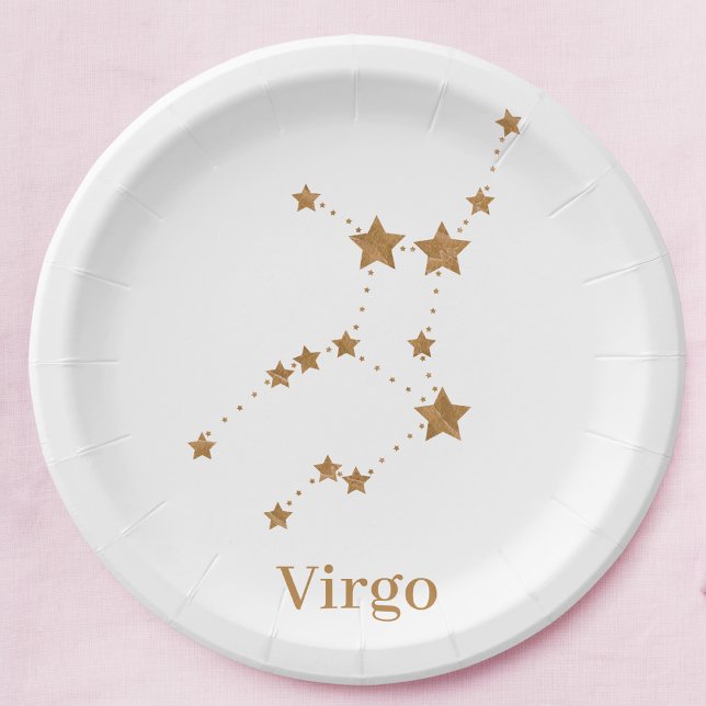 Plato De Papel Rótulo Zodiaco moderno Virgo de Oro | Tierra de el (Subido por el creador)