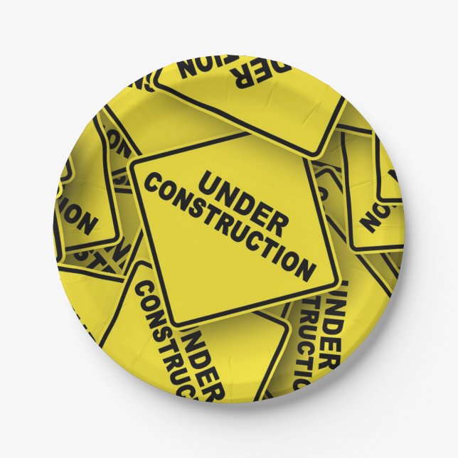 Plato De Papel Rótulos de construcción en curso (Anverso)