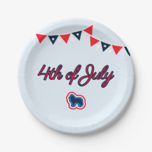Plato De Papel Rough Collie Rojo Blanco Y Azul 4 De Julio