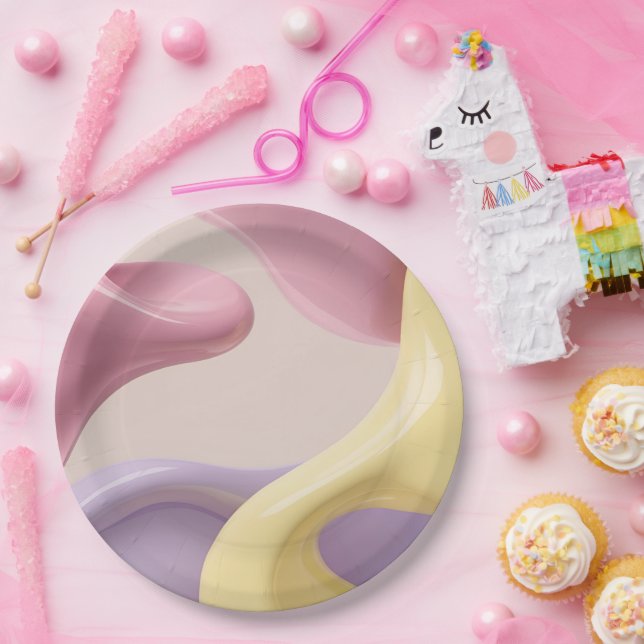 Plato De Papel Round paper plate in stylish abstract graphic (Fiesta)