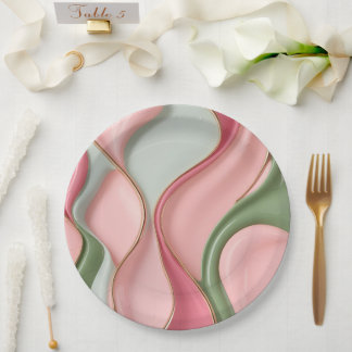 Plato De Papel Round paper plate in stylish abstract graphic